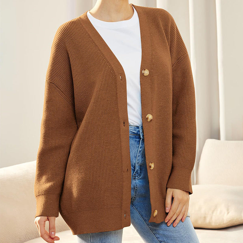 Casual Solid Color Sweaters Cardigan