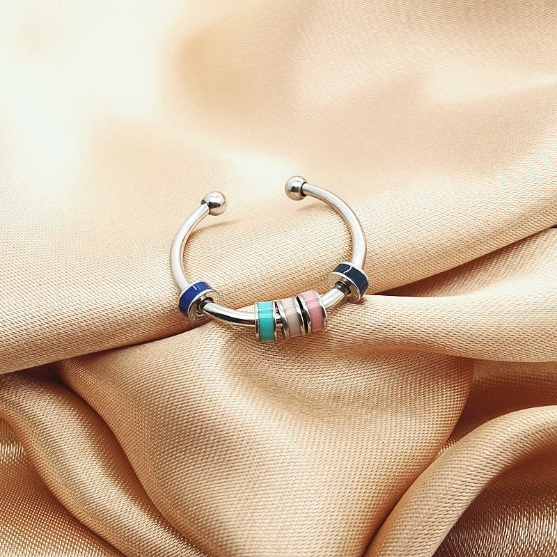 Titanium stalen emaille vingertop ring