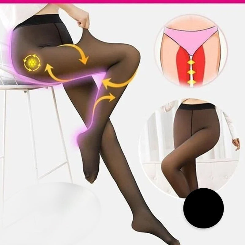 Vlekkeloze benen nep doorschijnende warme pluche gevoerde elastische panty