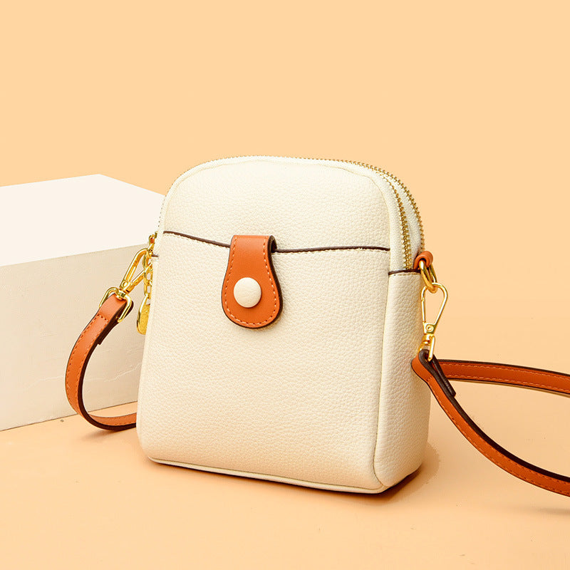 Kleine vierkante tas met één schouder in contrasterende kleur