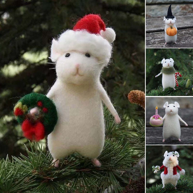 Vilten muis- en pompoenornament