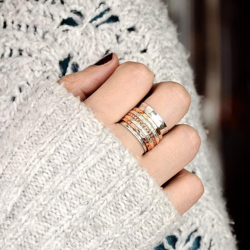 Boheemse meditatie brede band spinner ring