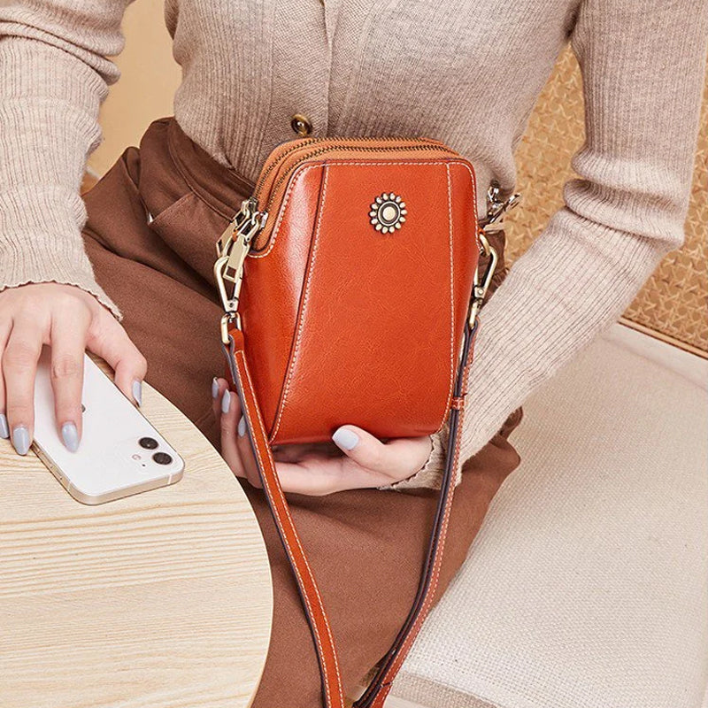 Mini-crossbodytas van zacht leer