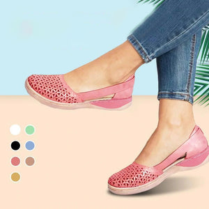 Platte, ademende platte sandaal met ronde neus voor dames