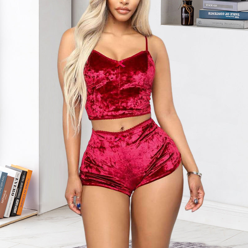 Sexy fluwelen v-hals lingerie