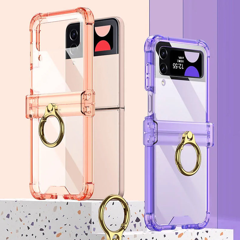 Zachte doorzichtige hoes met ring voor Samsung Galaxy Z Flip4