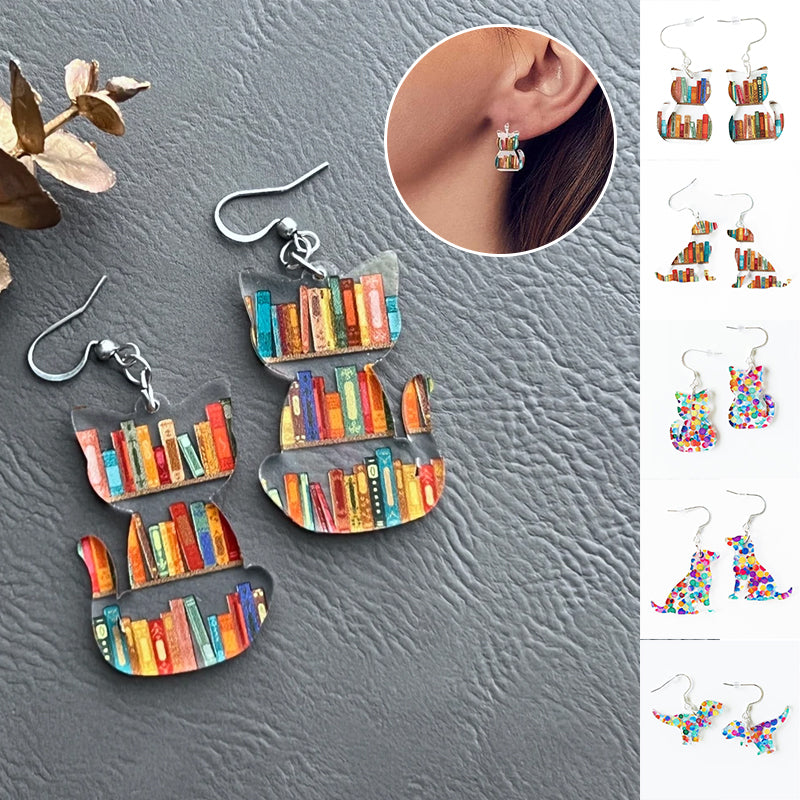 Kat Oorbellen Met Boeken