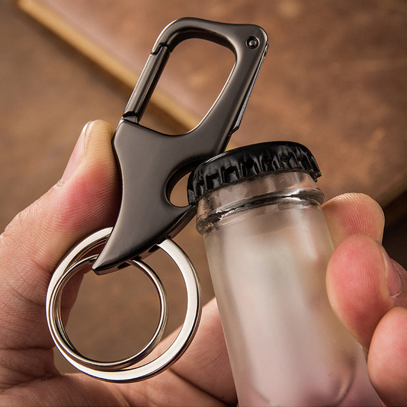 Multifunctionele hangende flesopener metalen dubbele ring sleutelhanger
