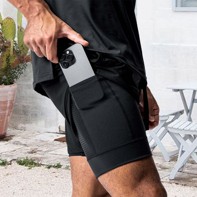 Heren 2 in 1 hardloopshort