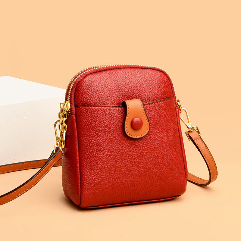 Kleine vierkante tas met één schouder in contrasterende kleur