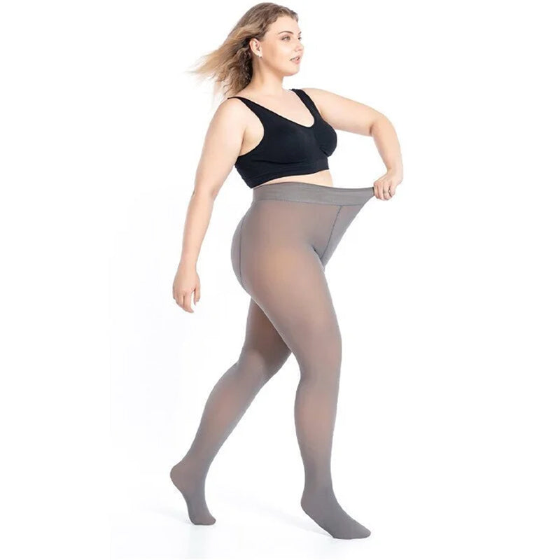 Vlekkeloze benen nep doorschijnende warme pluche gevoerde elastische panty