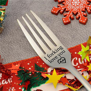 Gegraveerde vork geschenk