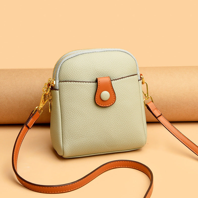 Kleine vierkante tas met één schouder in contrasterende kleur