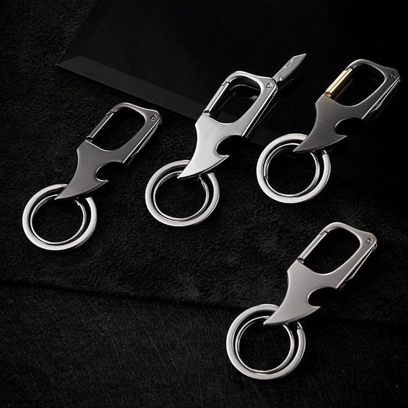 Multifunctionele hangende flesopener metalen dubbele ring sleutelhanger
