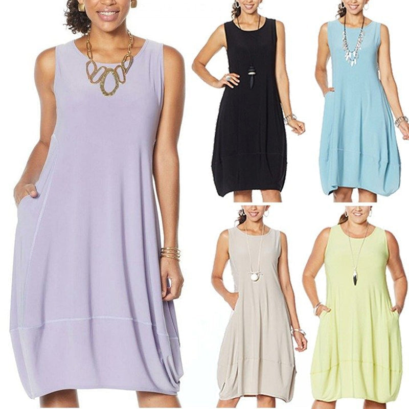 Mouwloze jurk van mat jersey