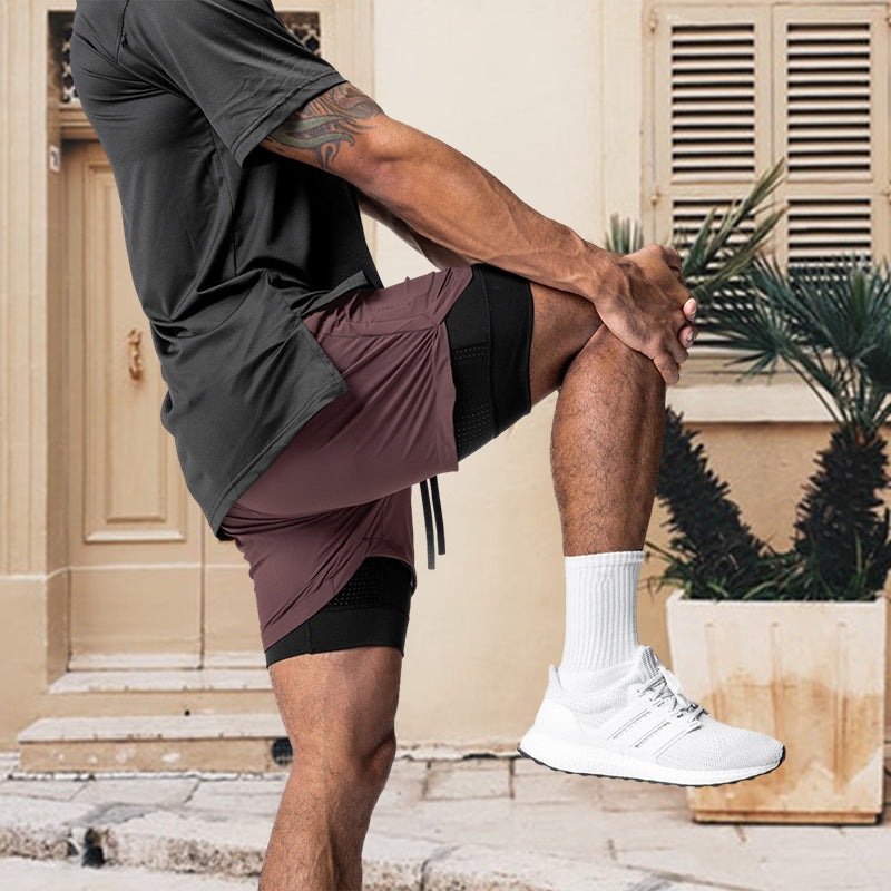 Heren 2 in 1 hardloopshort