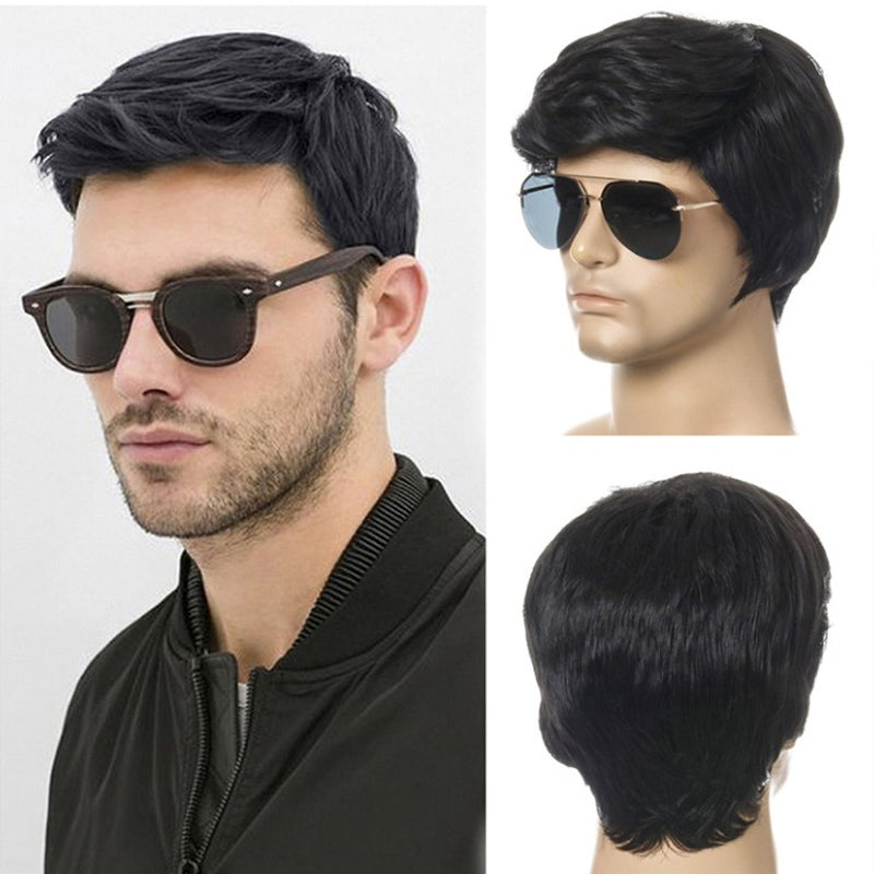 Zwarte pruik met elastisch binnennet