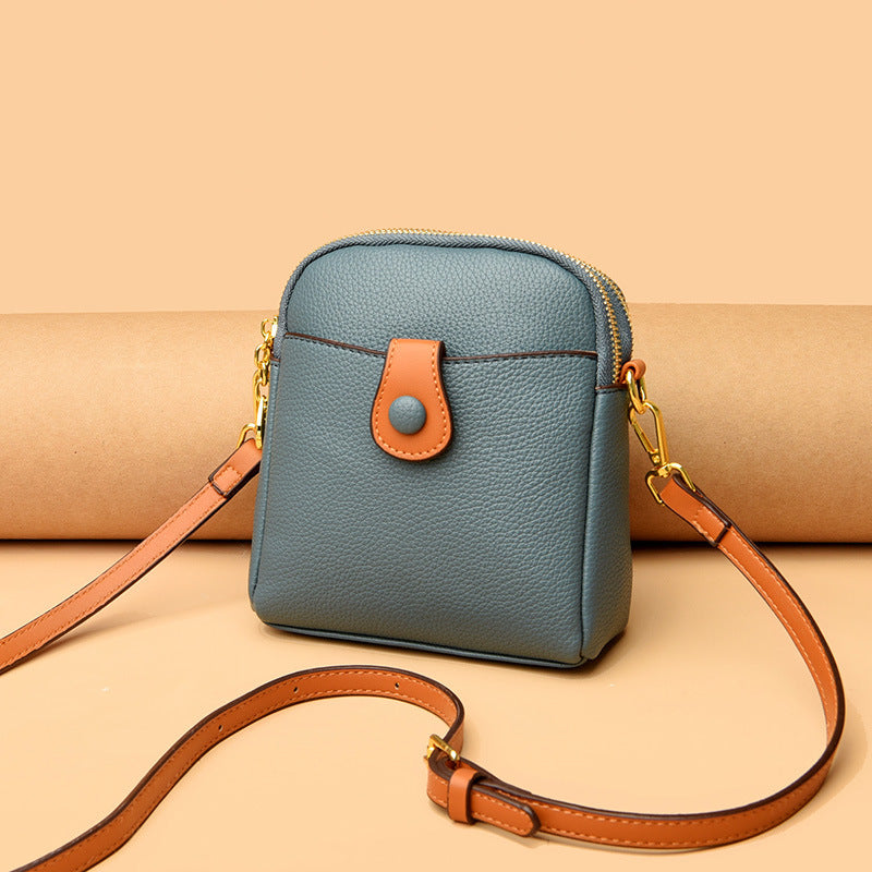 Kleine vierkante tas met één schouder in contrasterende kleur