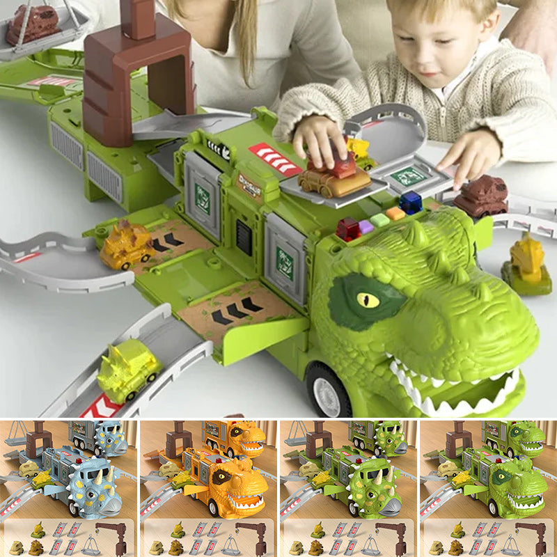 Nieuwe dinosaurus-transformerende technische vrachtwagenbaanspeelgoedset