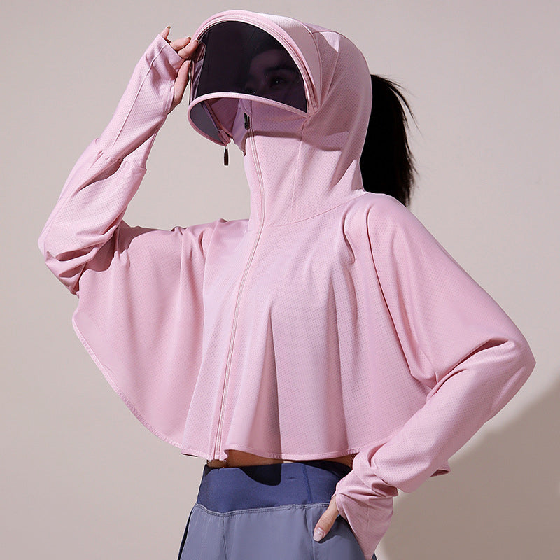 Ice silk windjack met uv-bescherming en capuchon