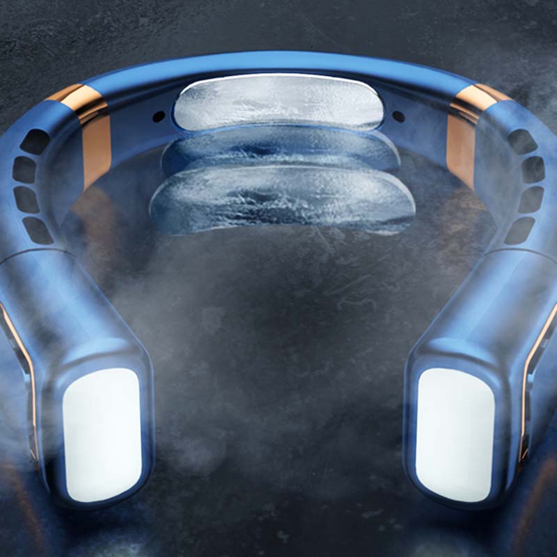 Bladloze hangende nekventilator met digitaal display en licht