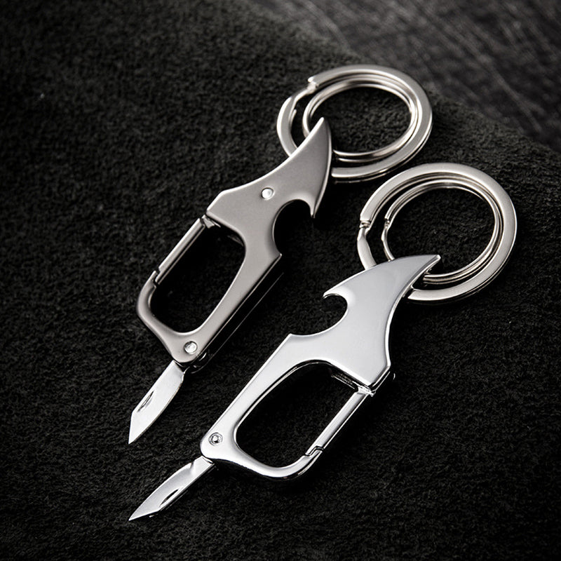Multifunctionele hangende flesopener metalen dubbele ring sleutelhanger