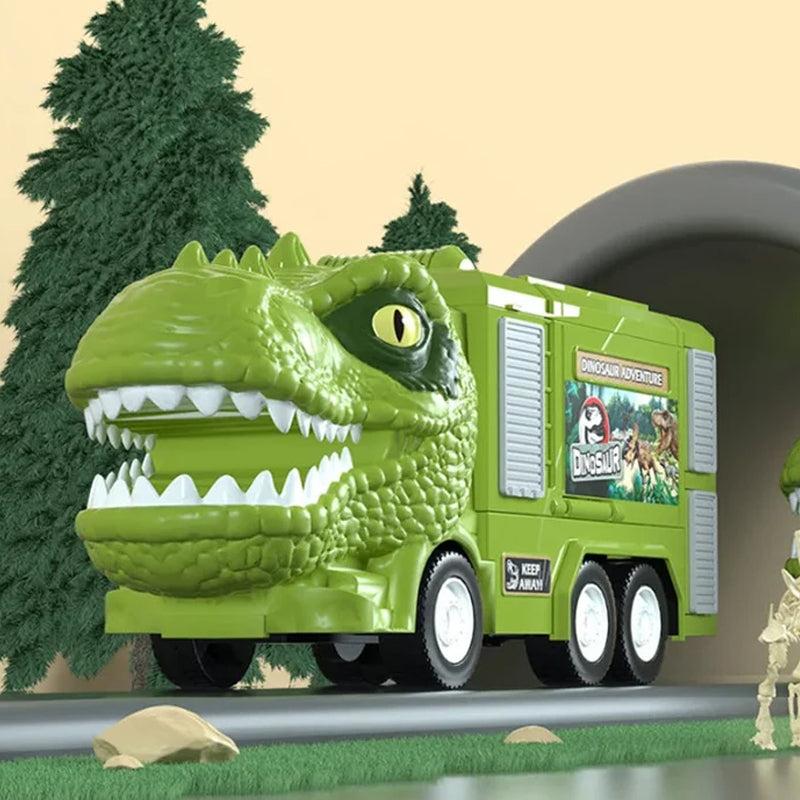 Nieuwe dinosaurus-transformerende technische vrachtwagenbaanspeelgoedset
