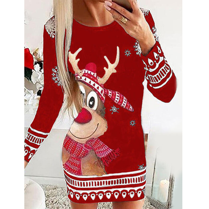 Jurk met kerstrendier print