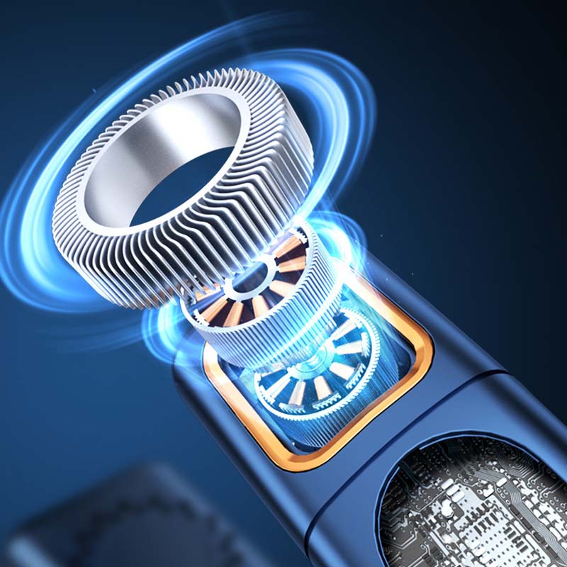 Bladloze hangende nekventilator met digitaal display en licht