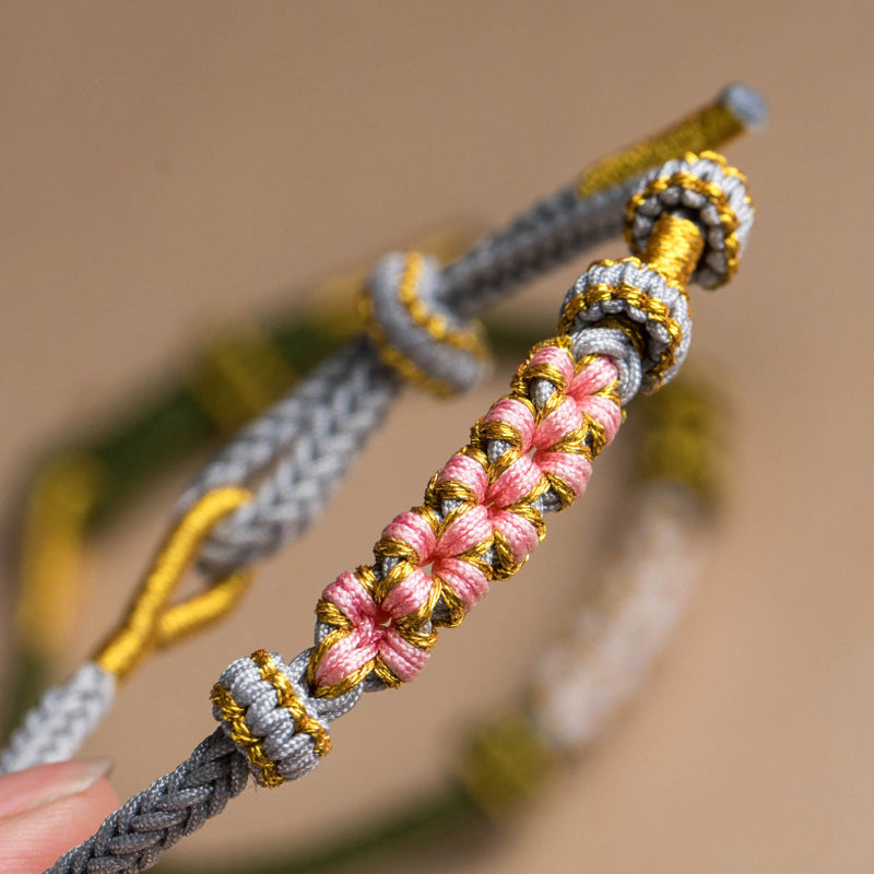 Perzik bloesem knoop armband