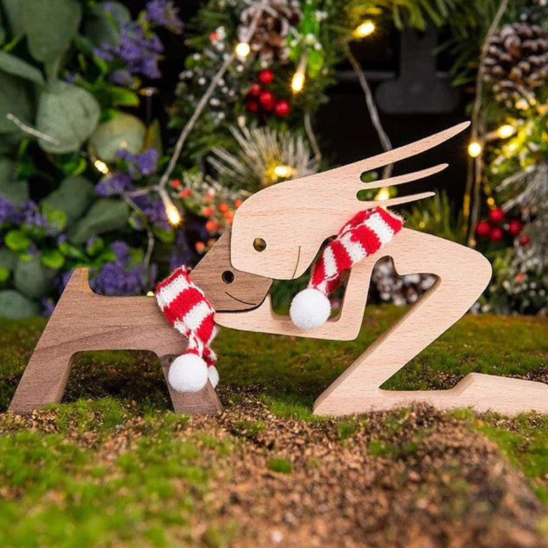 Dierenliefhebber - Tafelornamenten met houten sculptuur