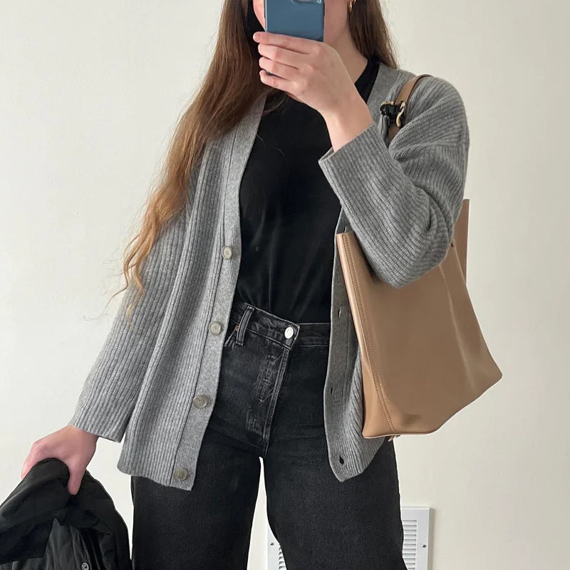 Casual Solid Color Sweaters Cardigan