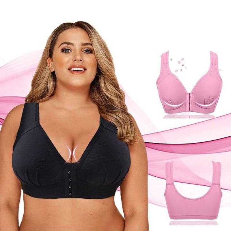 Plus size voorsluiting elastische push-up comfort bh