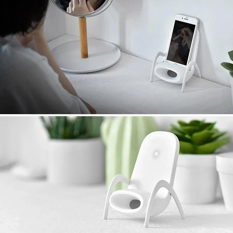 Draagbare mini-stoel draadloze oplader voor alle telefoons