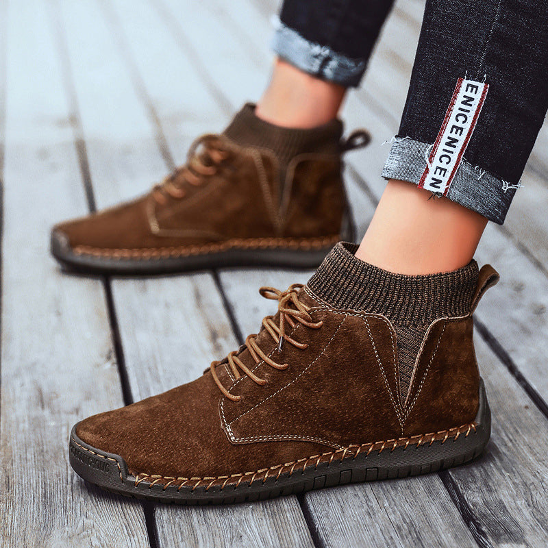 Handgestikte halfhoge heren schoenen