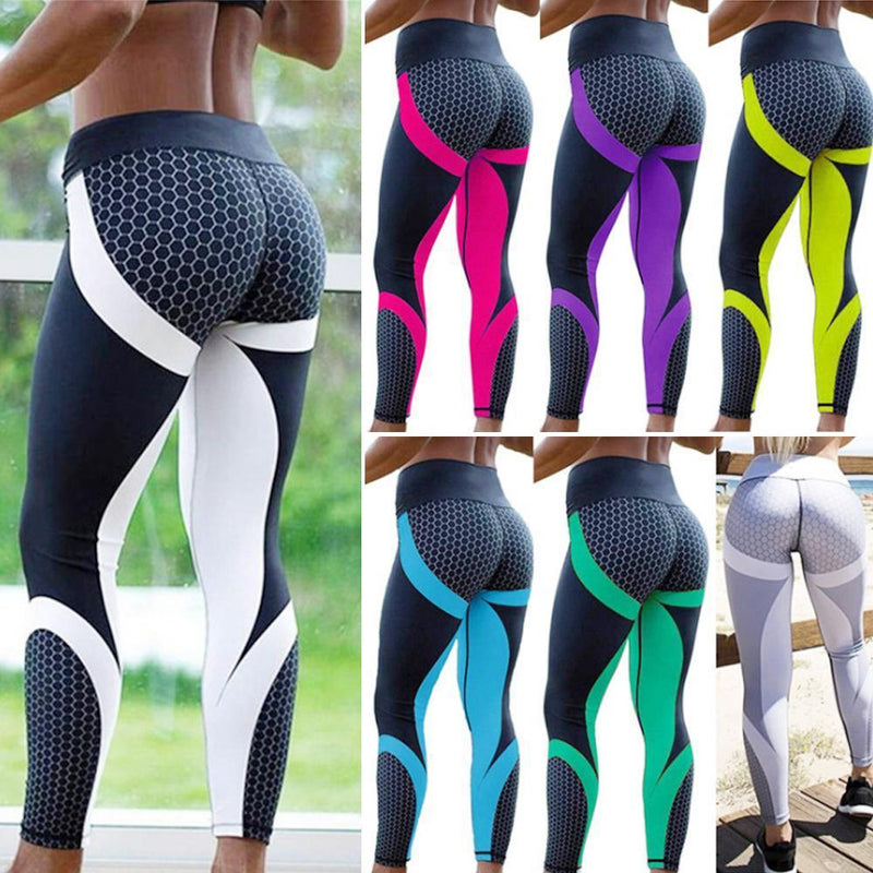 Yogabroek met hoge taille en geometrische print