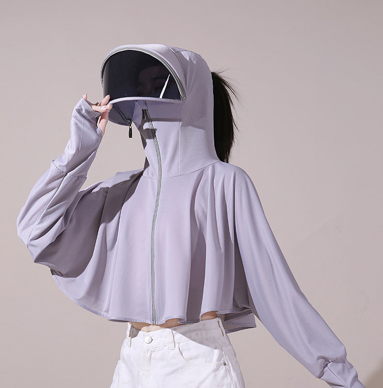 Ice silk windjack met uv-bescherming en capuchon