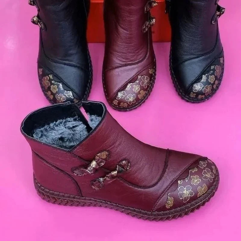 Echt lederen antislip laarzen met platte zolen voor dames