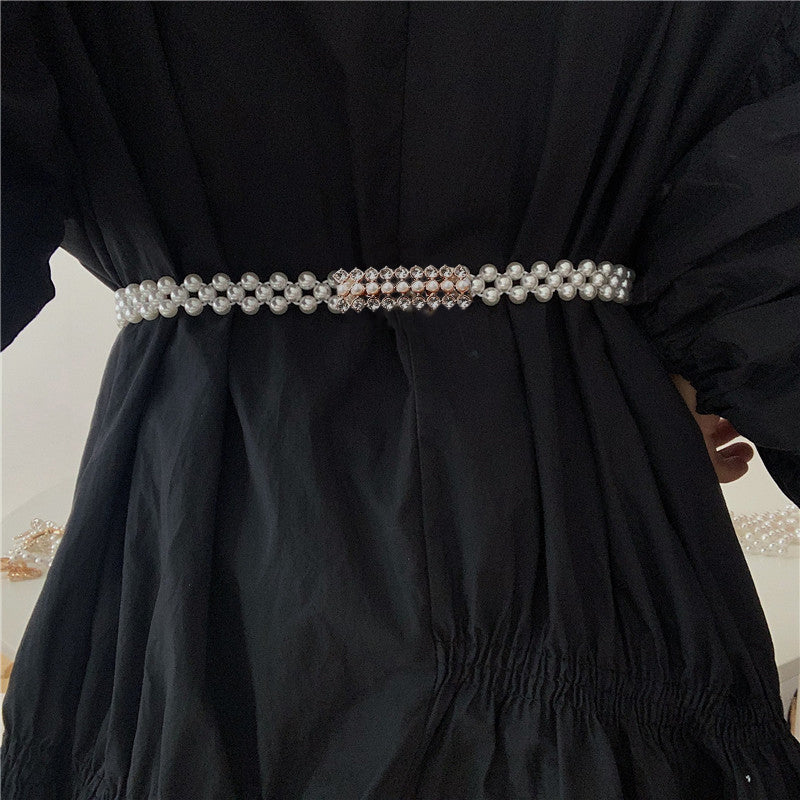 Elegante parel elastische taille ketting