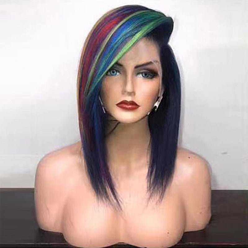 Korte kleurrijke pruik