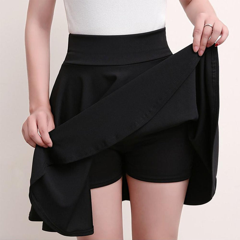A-lijn Elastische Taille Geplooide Shorts Rokken