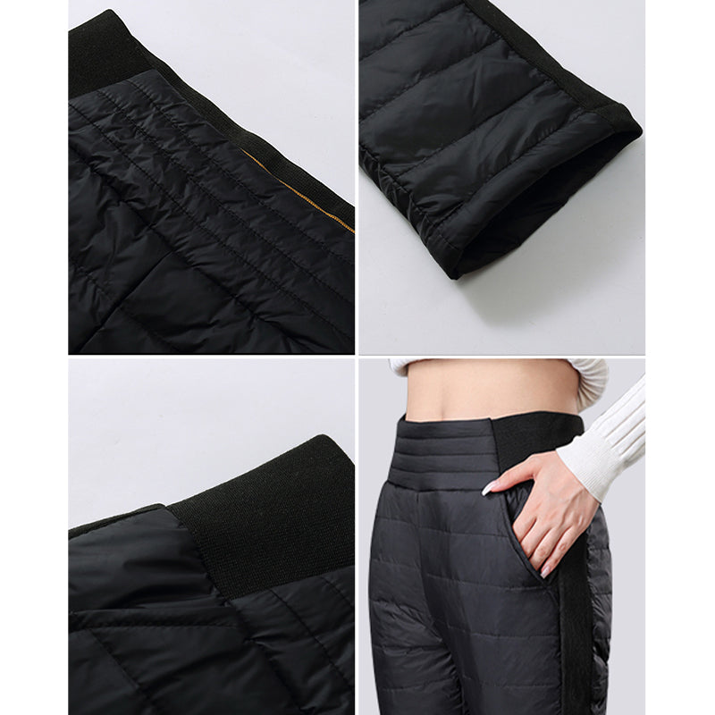 Lichte donzen broek met hoge taille