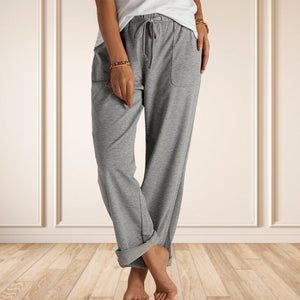 Losse gebreide broek met trekkoord en zakken