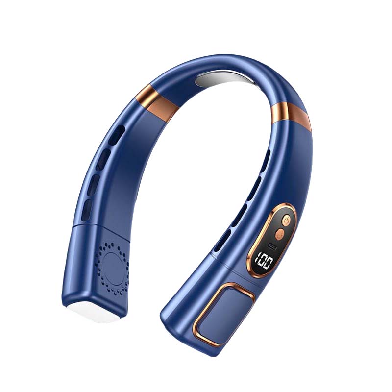 Bladloze hangende nekventilator met digitaal display en licht