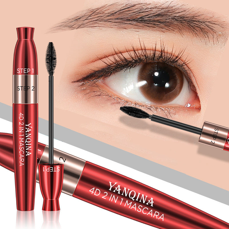 Mascara voor verlenging en volume met dubbele borstel