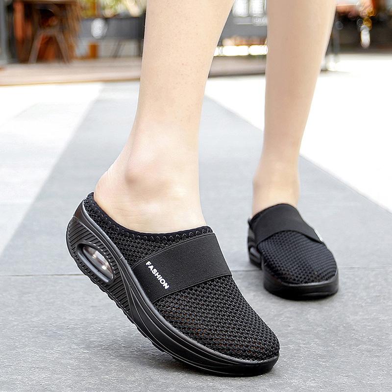 Platte platte sandalen met mesh voor dames
