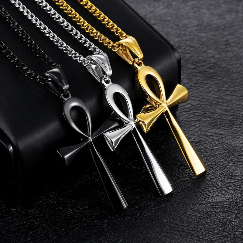 Stainless steel oude Egyptische kruis heren ketting