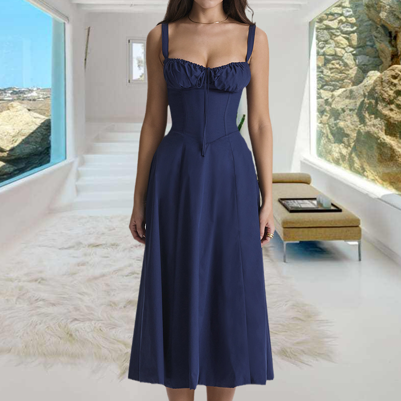 Carmen print bustier zonnejurk
