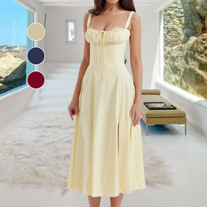 Carmen print bustier zonnejurk