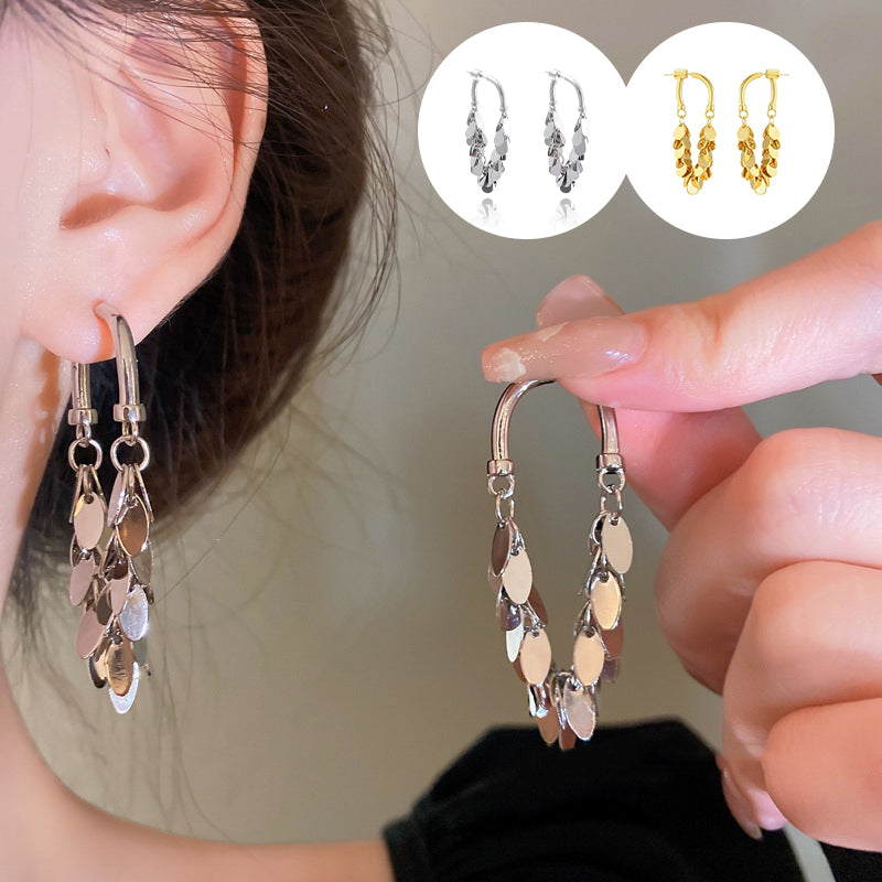 Pailletten kwastje oorbellen